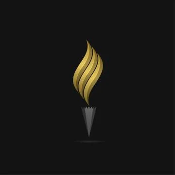Golden flame logo template Stock Illustration