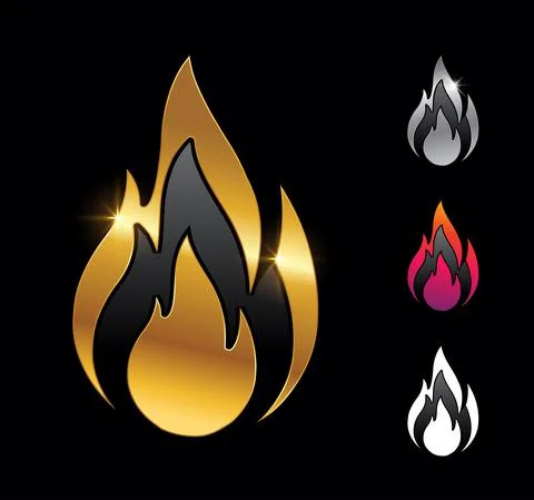 Golden Flame Vector Sign Stock Illustration