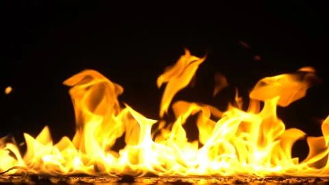 Golden Flames On Black Background Stock Footage 95769794