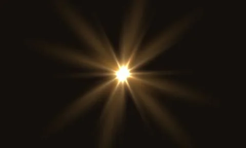 Golden flash light on black vector background. Sparkle shining magic gold Illustrazione stock