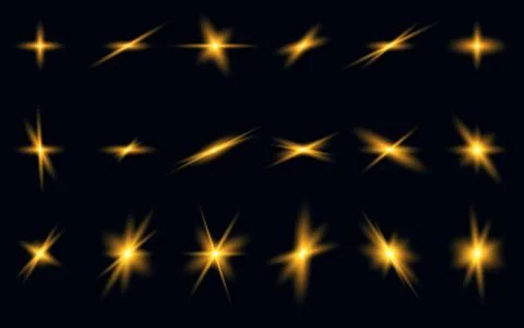 Golden flashes on a black background Stock Illustration