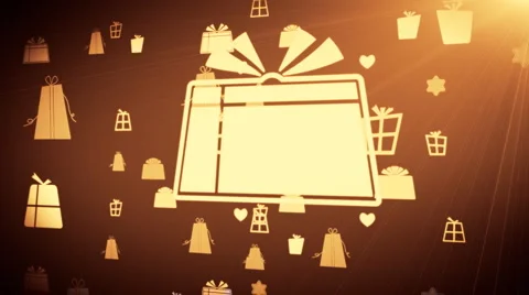 Golden Flat Box in Orange Tone  Stock Footage 1033474