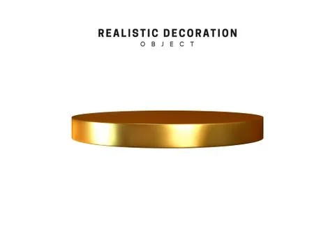 Golden flat round planes. 3d realistic geometric bronze metal. Circular die s Stock Illustration