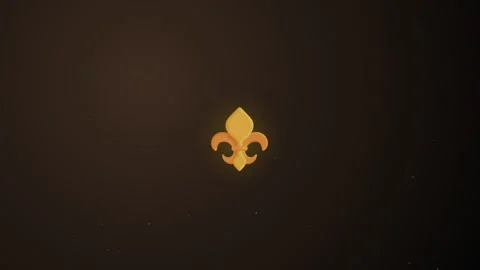 Golden fleur de lis symbol glowing gently against a dark background Stock Footage 345098924