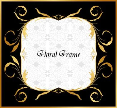 Golden floral frame Illustrazione stock