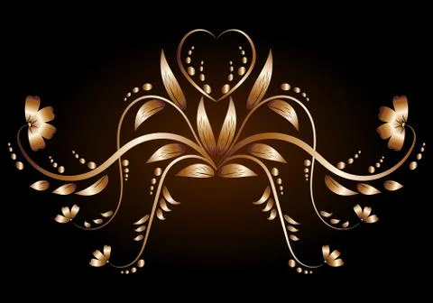 Golden floral pattern close-up Stock Illustration