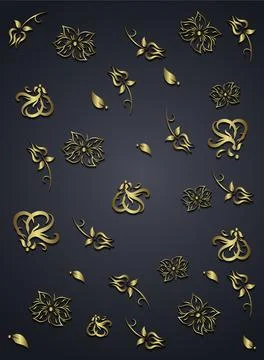 Golden Floral Pattern Design Vector Stock Illustration