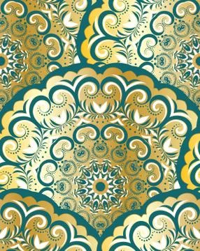 Golden floral patterns Stock-Illustration