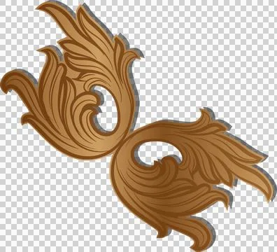 Golden flourish vector is floating on transparent background, featuring swirling Stockillustratie