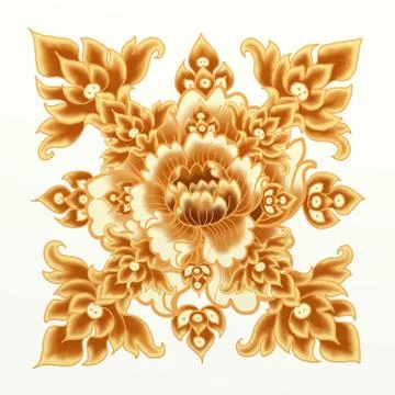 Golden Flower of Damask Seamless Pattern 스톡 일러스트