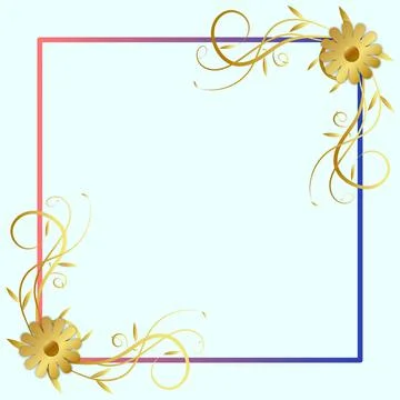 Golden flower frame with gradient border vector design Illustrazione stock