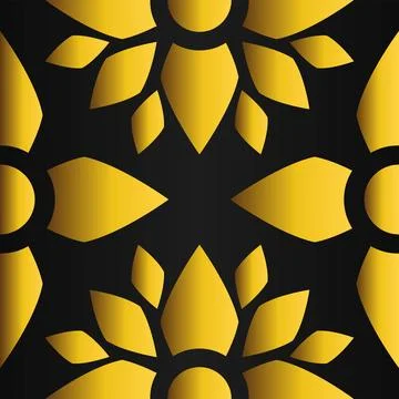 Golden flower pattern on black background Stock Illustration