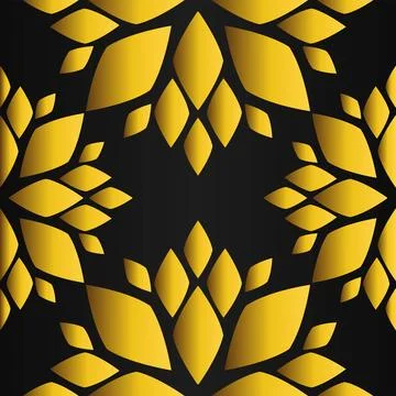 Golden flower pattern on black background Stock Illustration