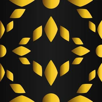 Golden flower pattern on black background Stock Illustration