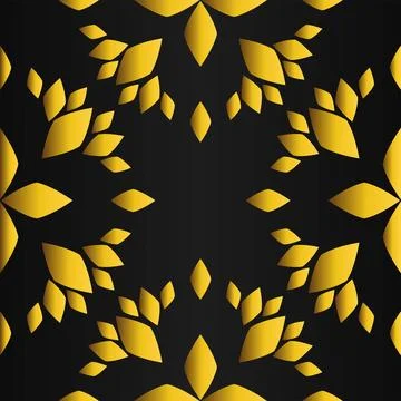 Golden flower pattern on black background Stock Illustration