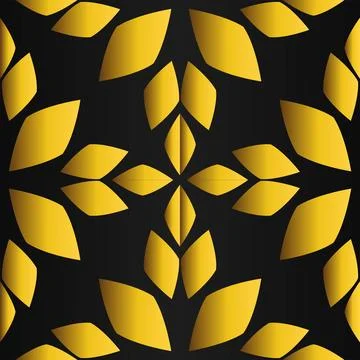Golden flower pattern on black background Stock Illustration