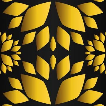 Golden flower pattern on black background Stock Illustration