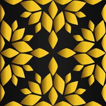 Golden flower pattern on black background Stock Illustration