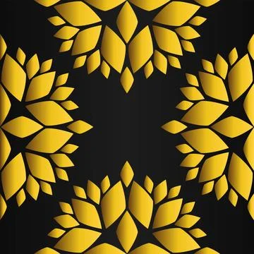 Golden flower pattern on black background Stock Illustration