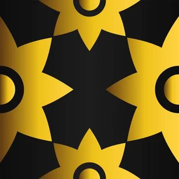 Golden flower pattern on black background Stock Illustration