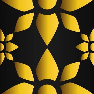 Golden flower pattern on black background Stock Illustration