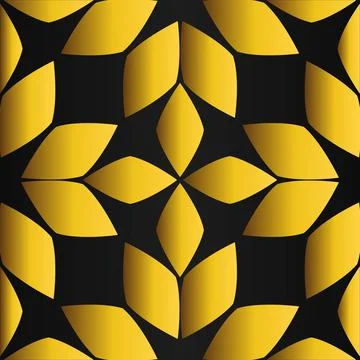 Golden flower pattern on black background Stock Illustration