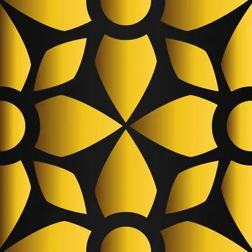Golden flower pattern on black background Stock Illustration
