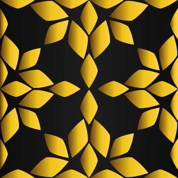 Golden flower pattern on black background Stock Illustration