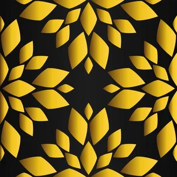 Golden flower pattern on black background Stock Illustration