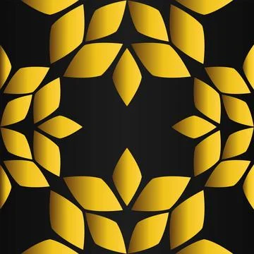 Golden flower pattern on black background Stock Illustration