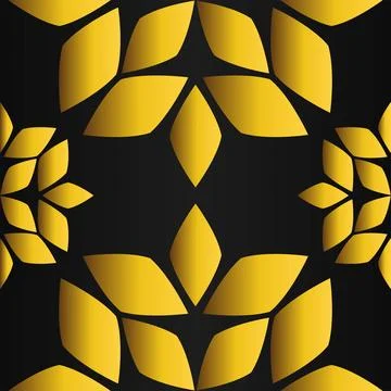 Golden flower pattern on black background Stock Illustration