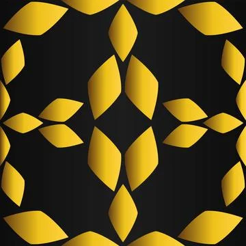 Golden flower pattern on black background Stock Illustration