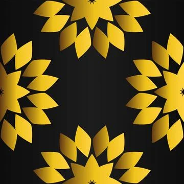 Golden flower pattern on black background Stock Illustration