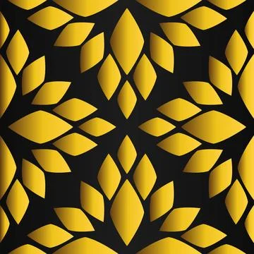 Golden flower pattern on black background Illustrazione stock