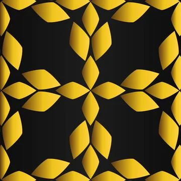Golden flower pattern on black background Stock Illustration