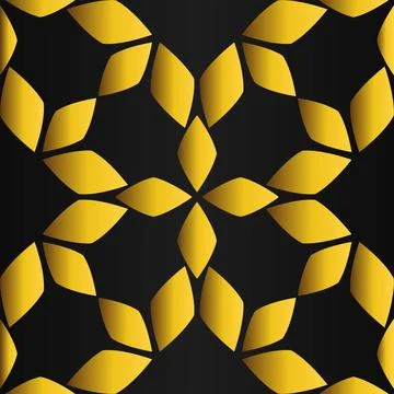 Golden flower pattern on black background Stock Illustration