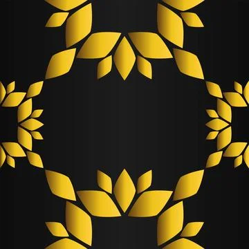 Golden flower pattern on black background Stock Illustration