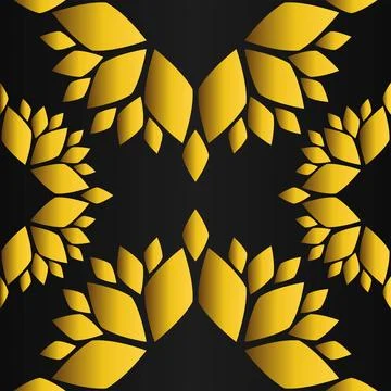 Golden flower pattern on black background Stock Illustration