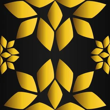 Golden flower pattern on black background Stock Illustration