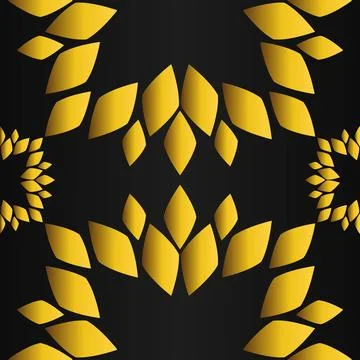 Golden flower pattern on black background Stock Illustration