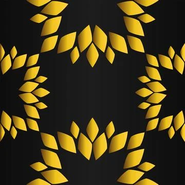 Golden flower pattern on black background イラスト素材