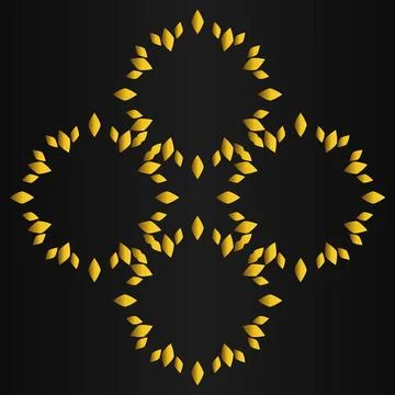 Golden flower pattern	on black background Stock Illustration