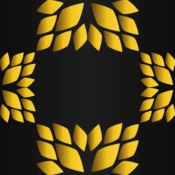 Golden flower pattern on black background Stock Illustration