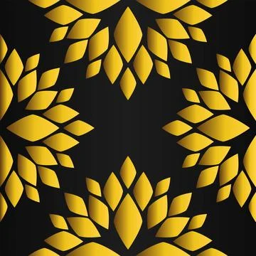 Golden flower pattern on black background Stock Illustration