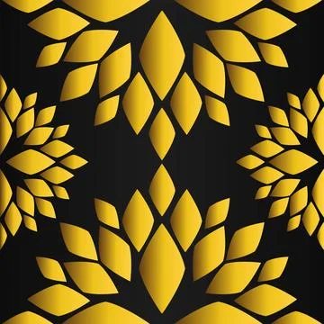 Golden flower pattern on black background Stock Illustration