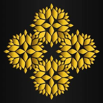 Golden flower pattern	on black background Stock Illustration