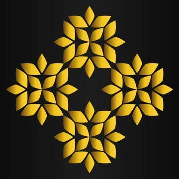 Golden flower pattern	on black background Stock Illustration