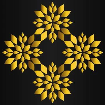 Golden flower pattern	on black background Stock Illustration