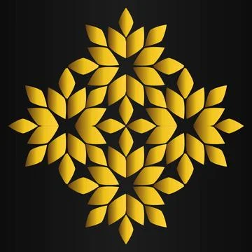 Golden flower pattern	on black background Stock Illustration