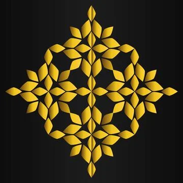 Golden flower pattern	on black background Stock Illustration
